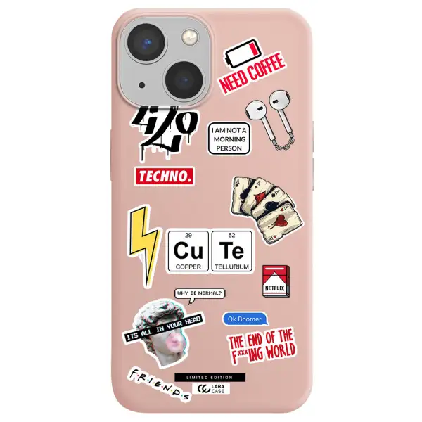 Cute Apple iPhone 13 Silicone pastel pink Case