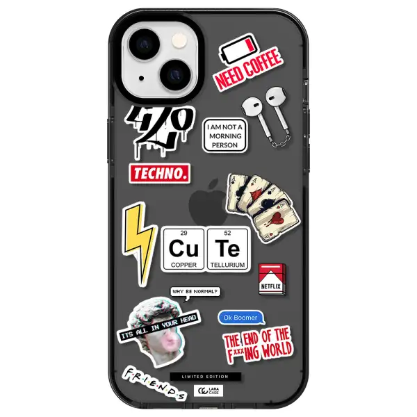 Cute Apple iPhone 14 plus impact Smoke Black Case