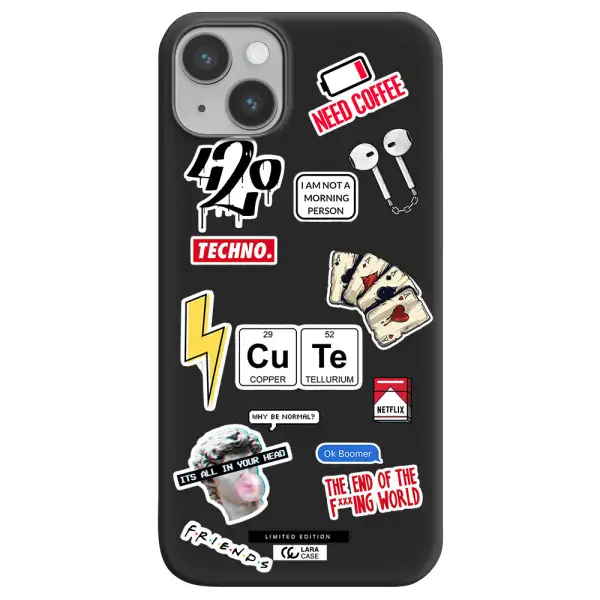 Cute Apple iPhone 14 plus Silicone black Case