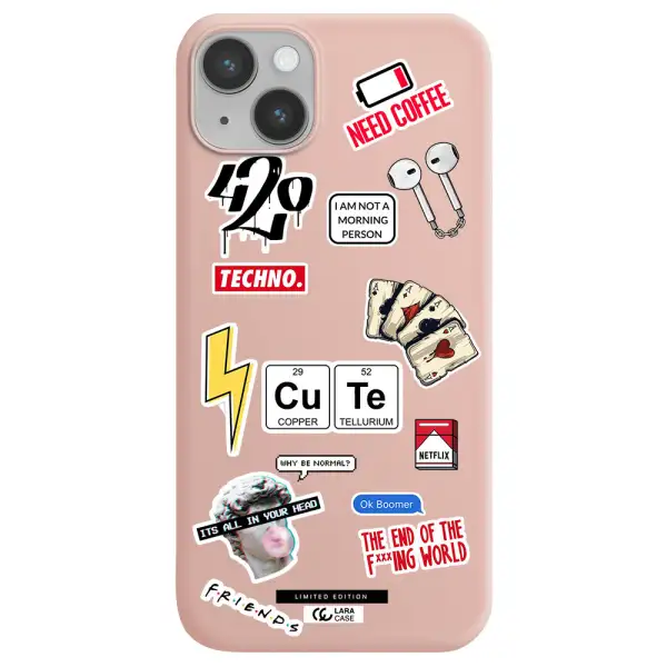 Cute Apple iPhone 14 plus Silicone pastel pink Case