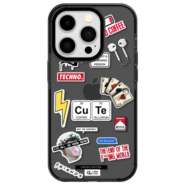 Cute Apple iPhone 14 pro impact Smoke Black Case