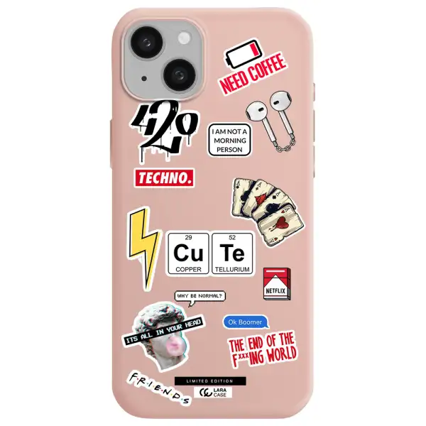 Cute Apple iphone 15 plus Silicone pastel pink Case