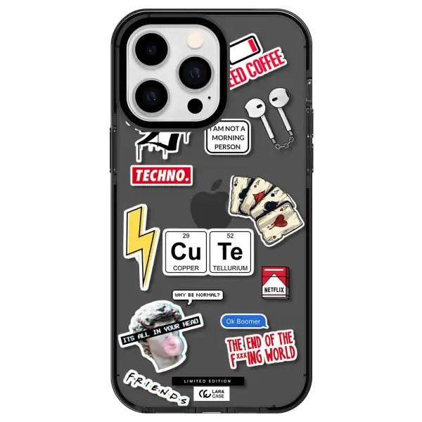 Cute Apple iPhone 15 Pro Max impact Smoke Black Case