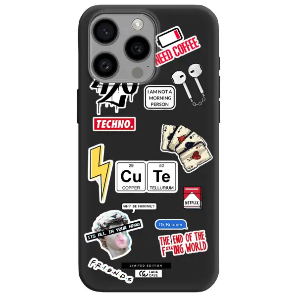 Cute Apple Iphone 15 Pro max Silicone black Case