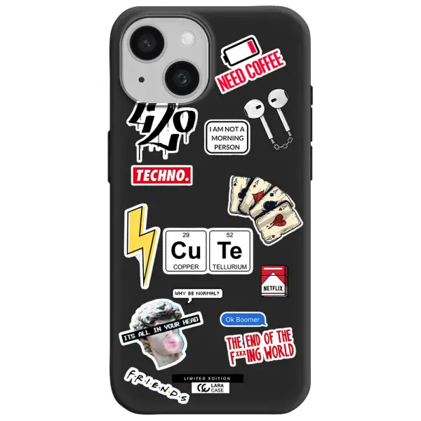 Cute Apple iPhone 15 Silicone black Case