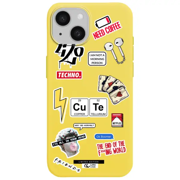 Cute Apple iPhone 15 Silicone canary yellow Case