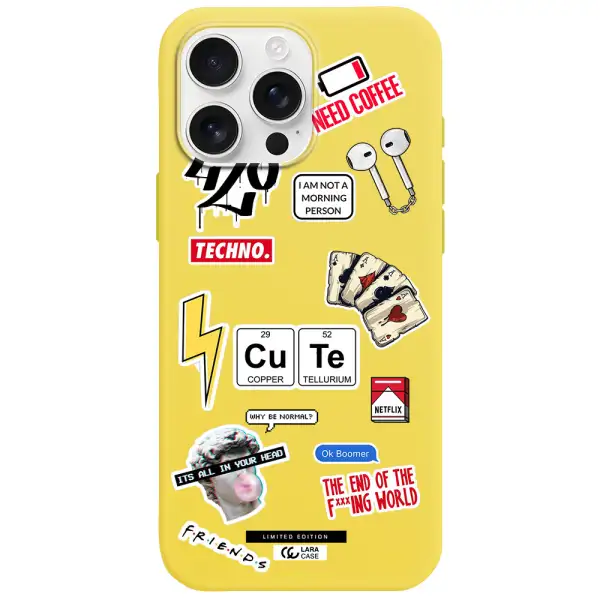 Cute Apple Iphone 16 Pro Max Silicone Canary Yellow Case