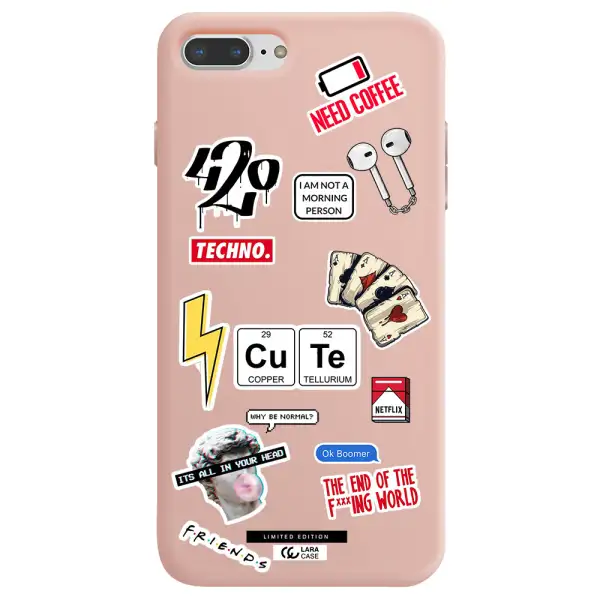 Cute Apple iPhone 7 plus Silicone pastel pink Case