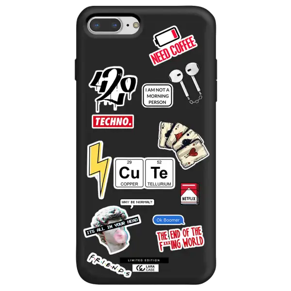 Cute Apple iPhone 8 plus Silicone black Case