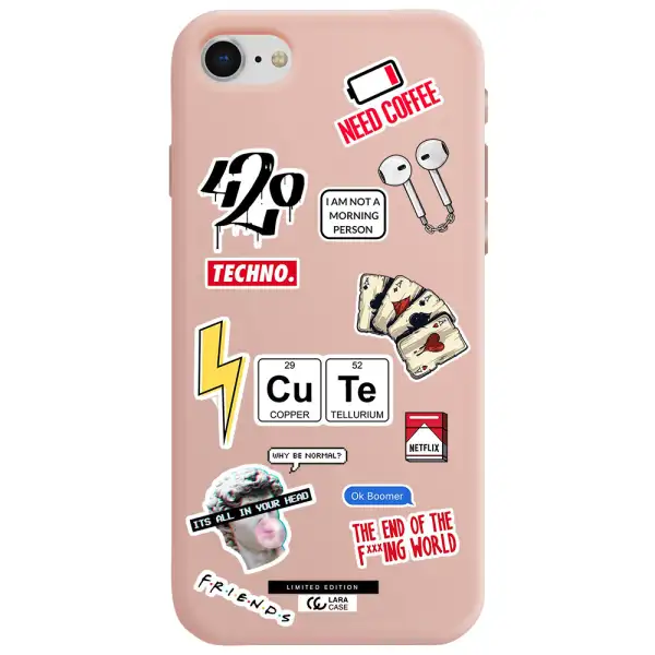 Cute Apple iPhone se 2020 Silicone pastel pink Case