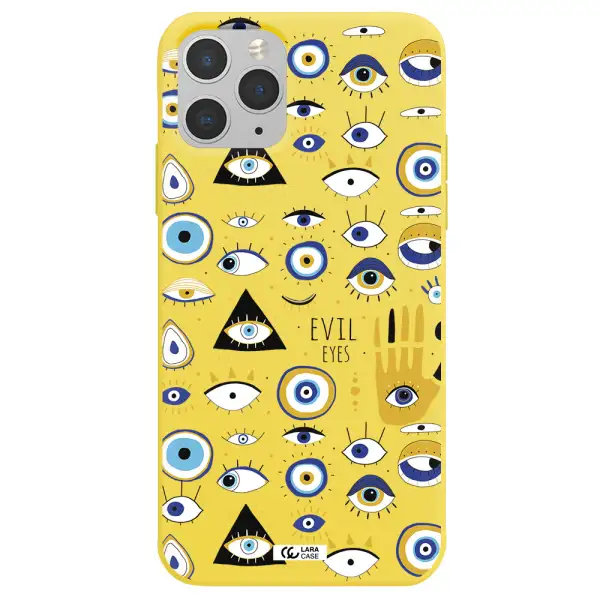 Evil Eyes Apple iPhone 11 pro max Silicone canary yellow Case