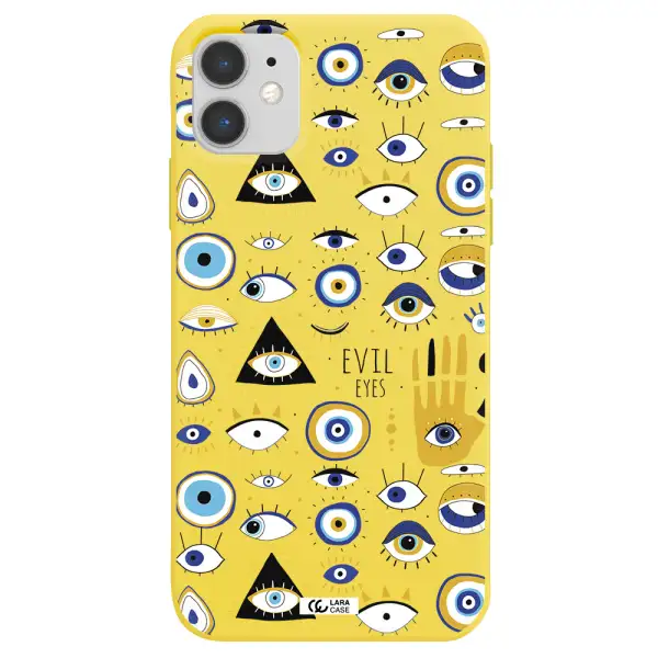 Evil Eyes Apple iPhone 11 Silicone canary yellow Case