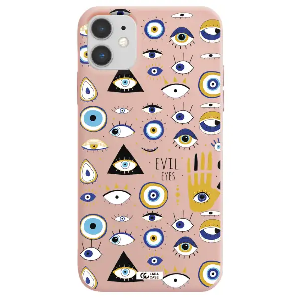 Evil Eyes Apple iPhone 11 Silicone pastel pink Case