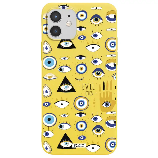 Evil Eyes Apple iPhone 12 mini Silicone canary yellow Case