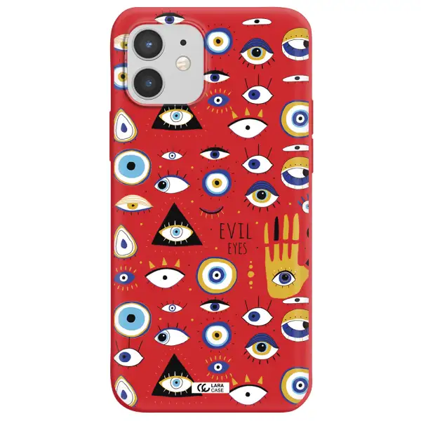 Evil Eyes Apple iPhone 12 mini Silicone Imperial Red Case