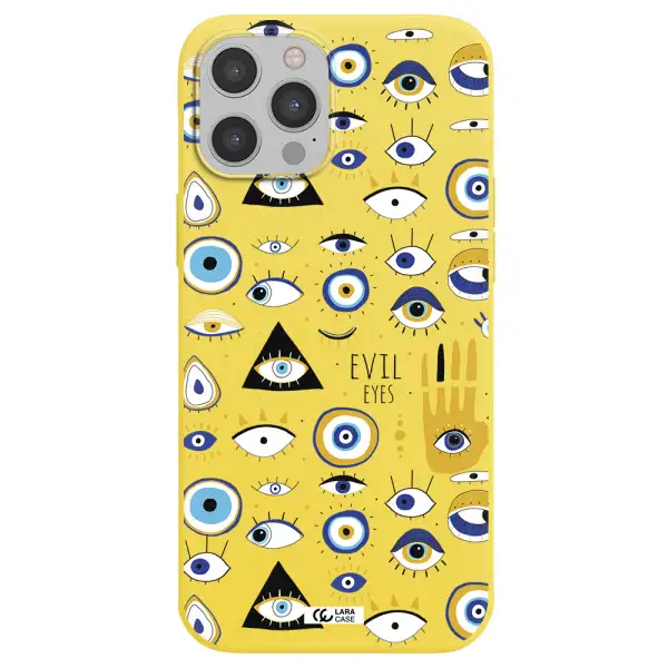 Evil Eyes Apple iPhone 12 pro max Silicone canary yellow Case