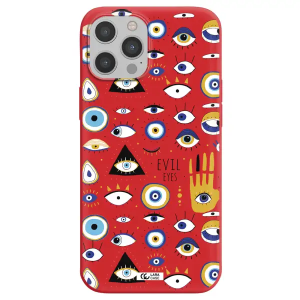 Evil Eyes Apple iPhone 12 pro max Silicone Imperial Red Case