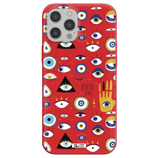 Evil Eyes Apple iPhone 12 pro Silicone Imperial Red Case