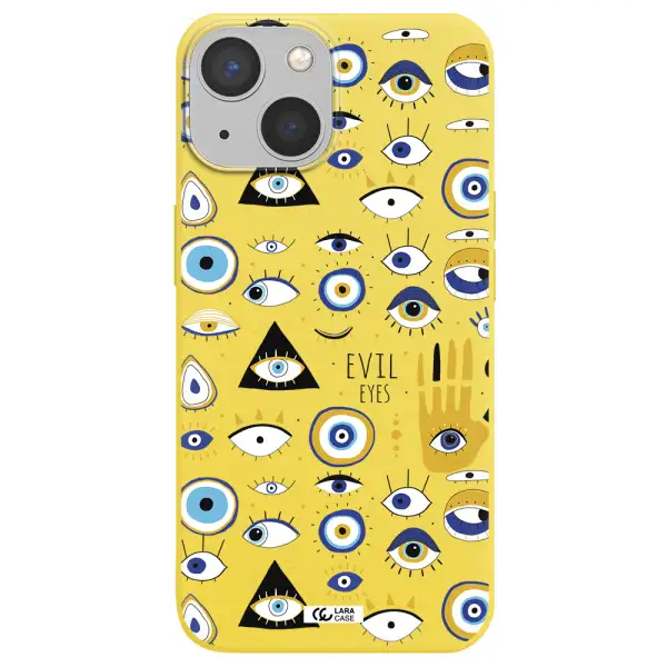 Evil Eyes Apple iPhone 13 mini Silicone canary yellow Case