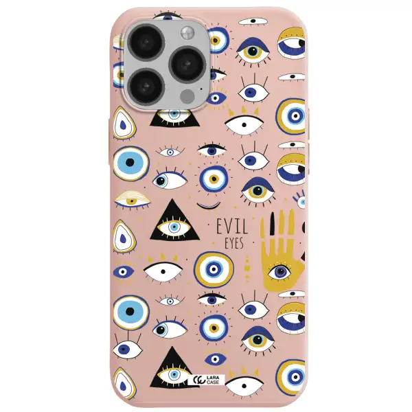 Evil Eyes Apple iPhone 13 Pro Max Silicone pastel pink Case