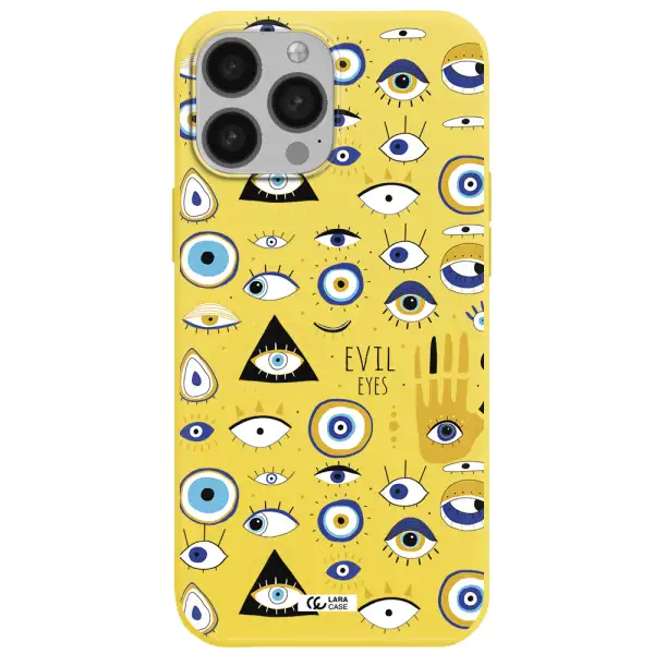 Evil Eyes Apple iPhone 13 Pro Silicone canary yellow Case