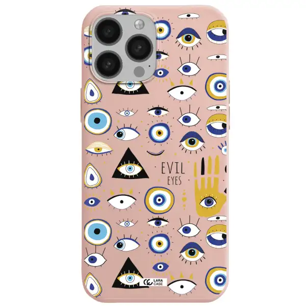 Evil Eyes Apple iPhone 13 Pro Silicone pastel pink Case