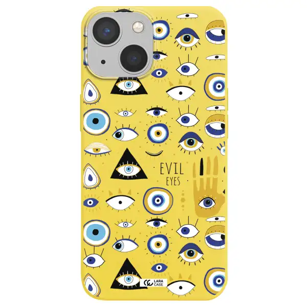 Evil Eyes Apple iPhone 13 Silicone canary yellow Case
