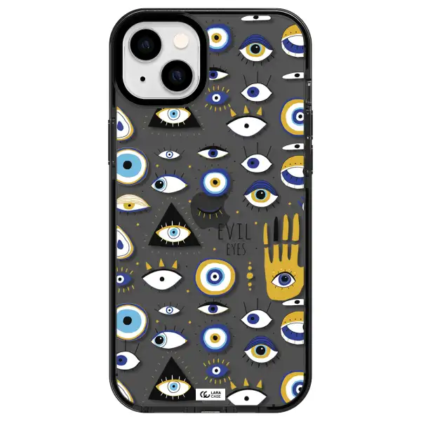 Evil Eyes Apple iPhone 14 plus impact Smoke Black Case