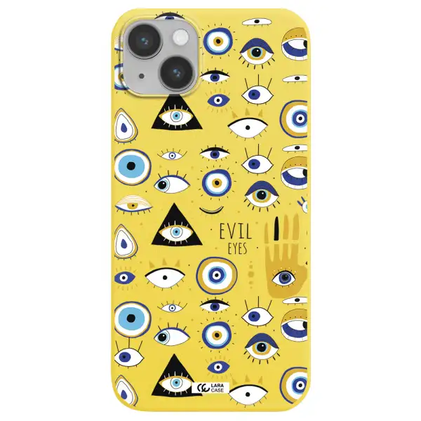 Evil Eyes Apple iPhone 14 plus Silicone canary yellow Case