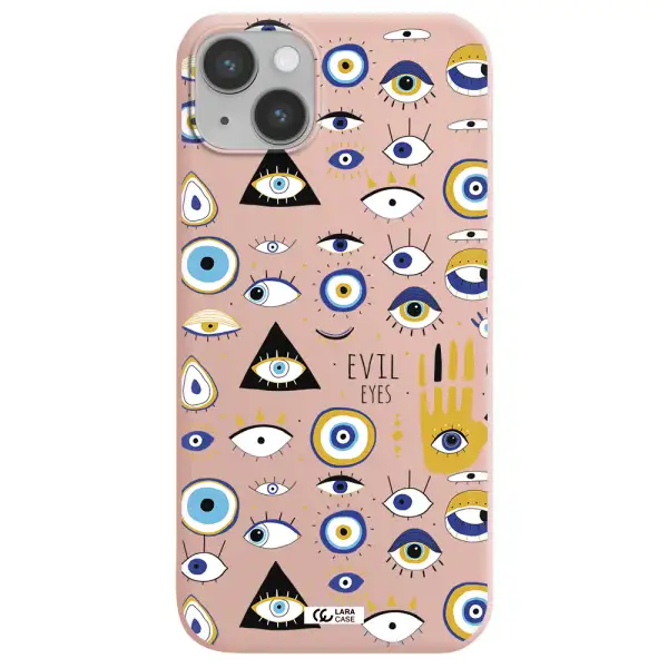 Evil Eyes Apple iPhone 14 Silicone pastel pink Case