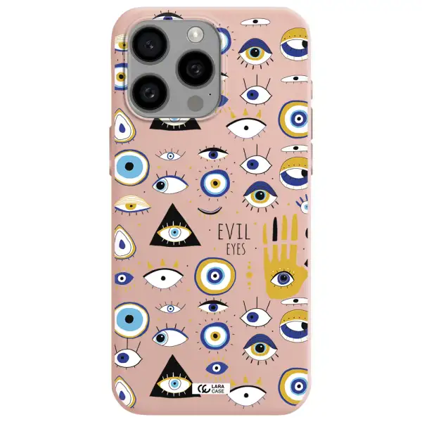 Evil Eyes Apple Iphone 15 Pro max Silicone pastel pink Case
