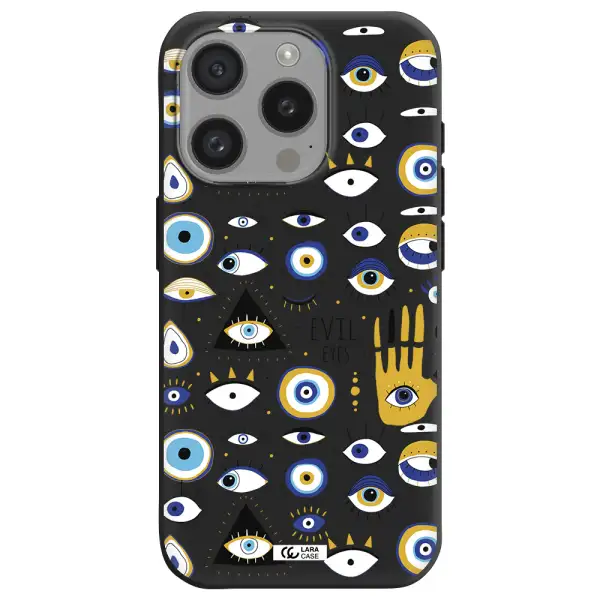 Evil Eyes Apple Iphone 15 Pro Silicone Black Case