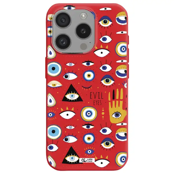 Evil Eyes Apple Iphone 15 Pro Silicone Imperial Red Case