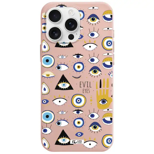 Evil Eyes Apple Iphone 16 Pro Max Silicone Pastel Pink Case