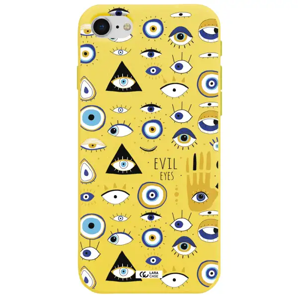 Evil Eyes Apple iPhone se 2020 Silicone canary yellow Case