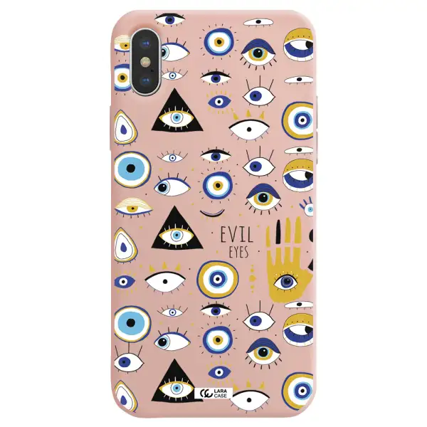 Evil Eyes Apple iPhone XS Silicone pastel pink Case