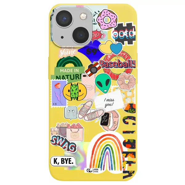 I Miss You Apple iPhone 13 mini Silicone canary yellow Case