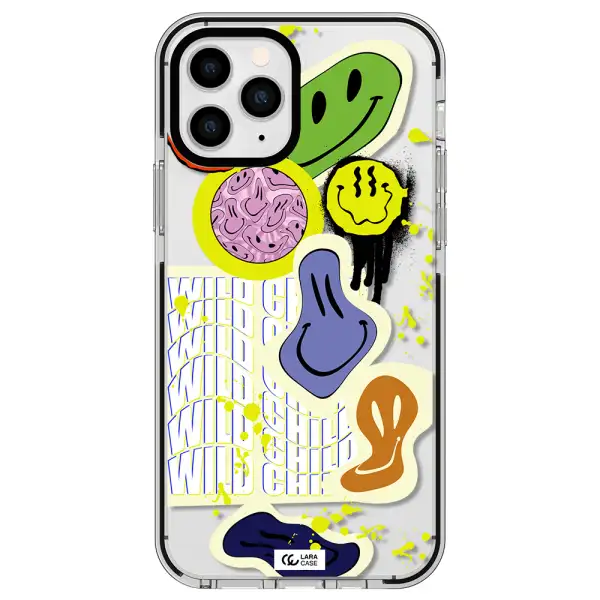 Colorful Emojis Apple iPhone 11 pro max impact black border Case