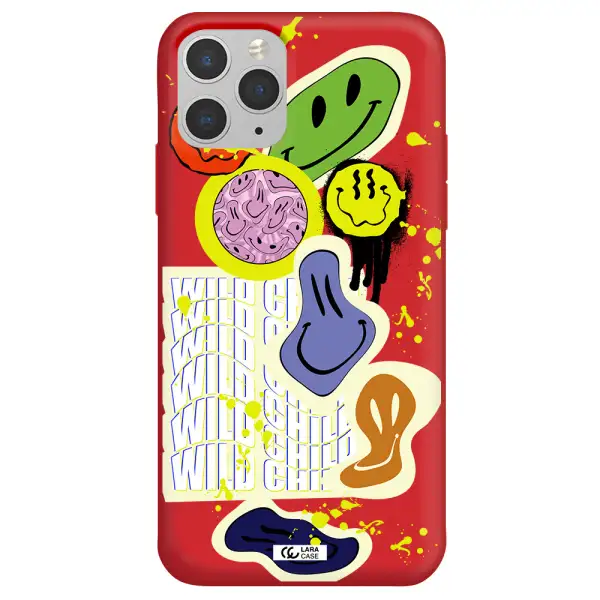 Colorful Emojis Apple iPhone 11 pro max Silicone Imperial Red Case