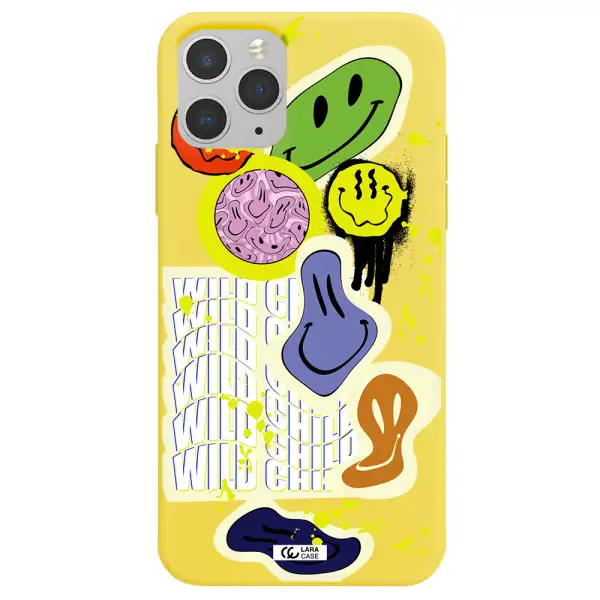 Colorful Emojis Apple iPhone 11 pro Silicone canary yellow Case