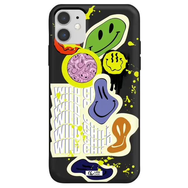 Colorful Emojis Apple iPhone 11 Silicone black Case