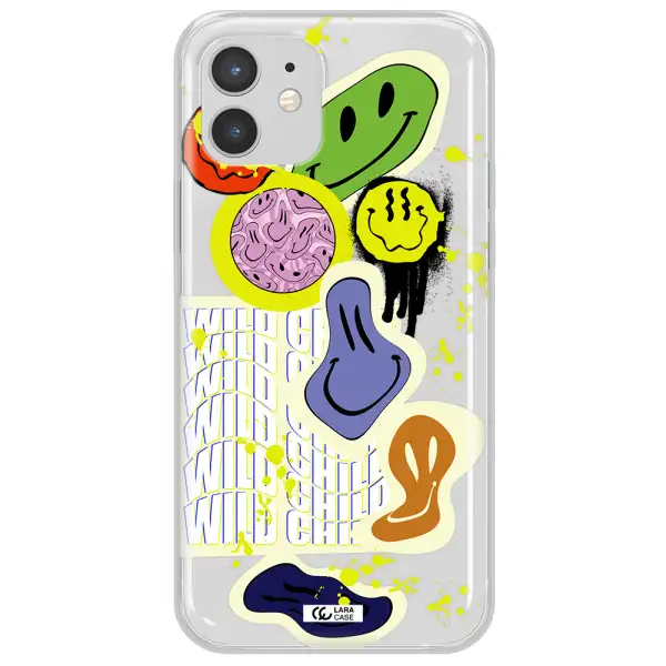 Colorful Emojis Apple iPhone 12 Clear TPU Case