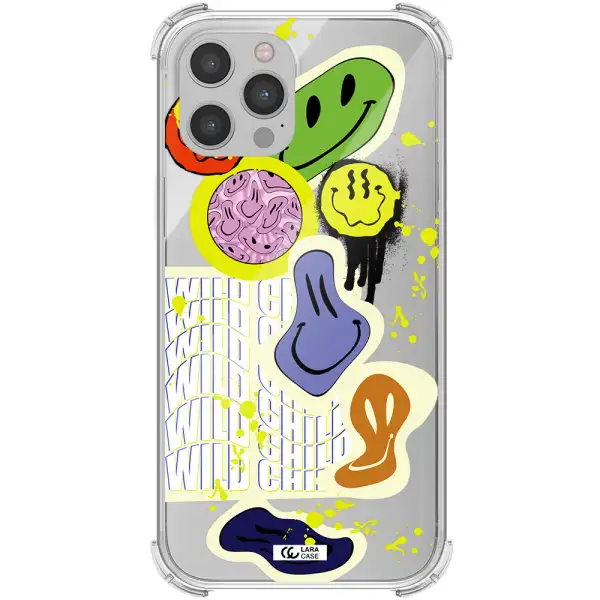 Colorful Emojis Apple iPhone 12 pro max Clear PC Case