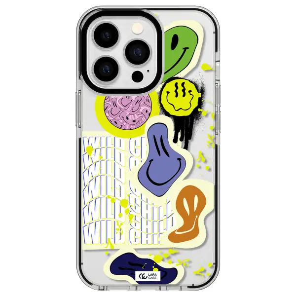 Colorful Emojis Apple iPhone 13 Pro impact black border Case