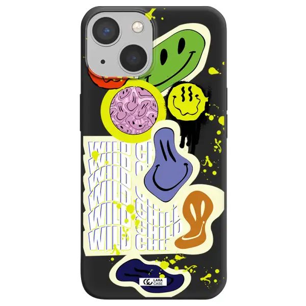 Colorful Emojis Apple iPhone 13 Silicone black Case