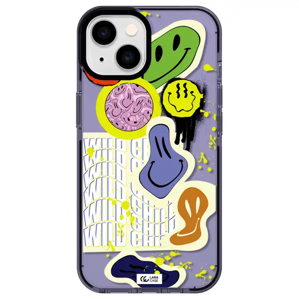 Colorful Emojis Apple iPhone 14 impact Lilac Case