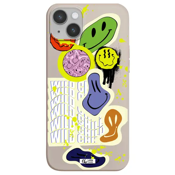 Colorful Emojis Apple iPhone 14 plus Silicone Stone Case