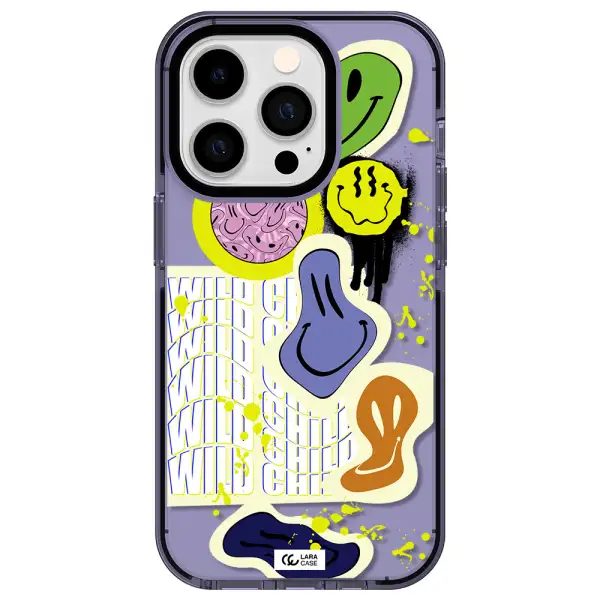 Colorful Emojis Apple iPhone 14 pro impact Lilac Case