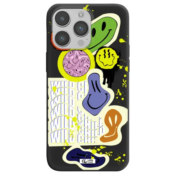 Colorful Emojis Apple iPhone 14 pro Silicone black Case