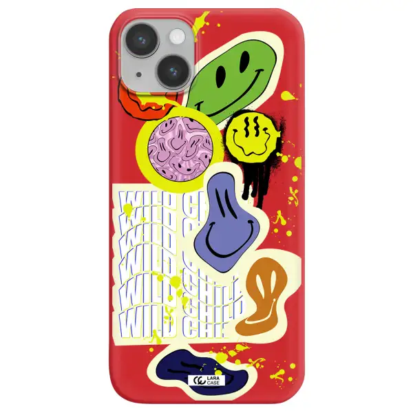 Colorful Emojis Apple iPhone 14 Silicone Imperial Red Case